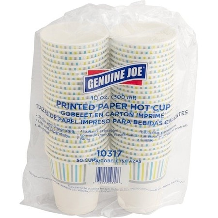 Genuine Joe CUP, PAPER, HOT, PRINTED, 10OZ, 50PK GJO10317
